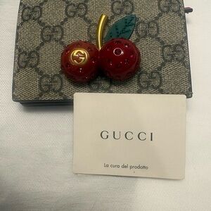 Gucci Beige Wallet with Red Cherry Accent